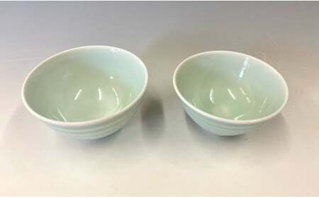 中仙窯 有田焼 青白磁飯碗セット （大・小） 中尾純作 作家 作家物 茶碗 飯碗 夫婦茶碗 ちゃわん 器 食器 伝統工芸 青 青磁 和食 日本食 35000円 3.5万円 bf003