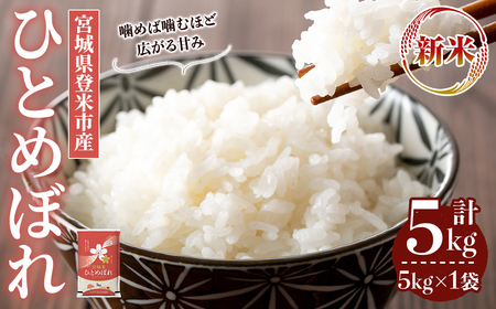 ≪令和7年産 新米≫ ひとめぼれ 5kg (5kg×1袋) 登米市産 お米 おこめ 米 コメ 白米 ご飯 ごはん おにぎり お弁当 【登米ライスサービス株式会社】tm146