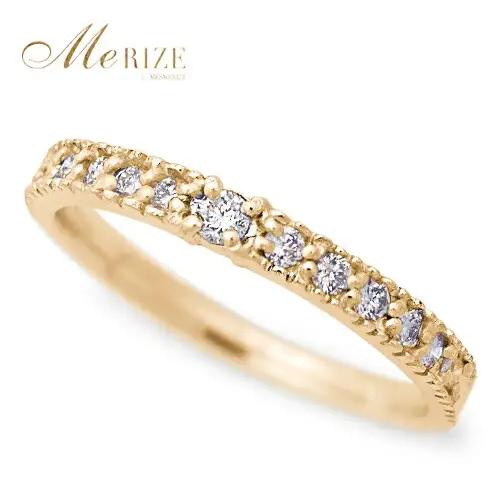指輪 天然 ダイヤモンド 0.20ct ミル打ち SIクラス【K10YG】Justineジュスティーヌ r-256（KRP）G1-1410