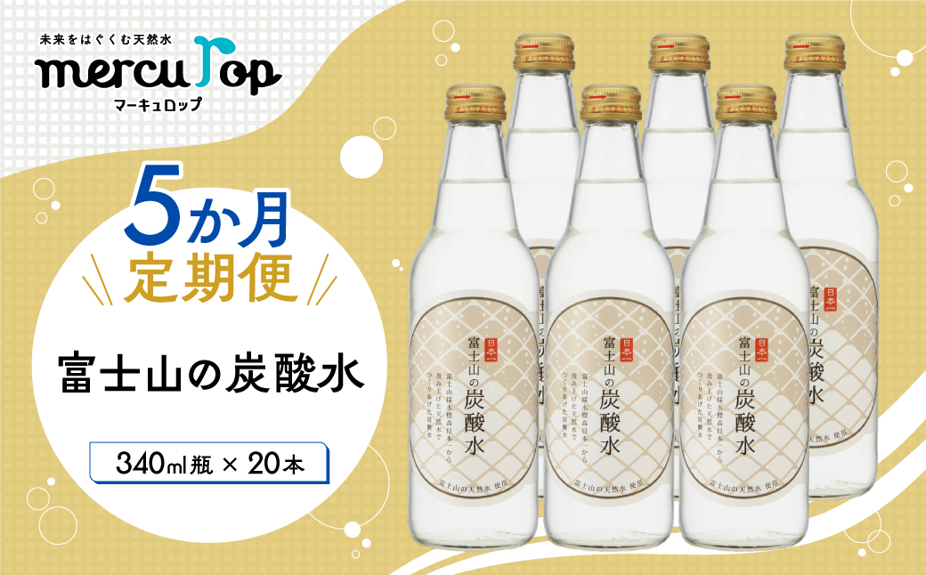 【５か月連続】富士山の炭酸水（340ml瓶×20本）＜毎月お届けコース＞ FBB020