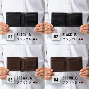二つ折り財布 本革 BOX型 BLACK_B｜二つ折り