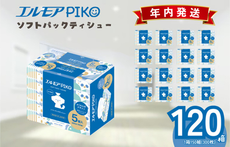 【年内発送】ティッシュ ソフトパック｜エルモアPIKO｜120箱