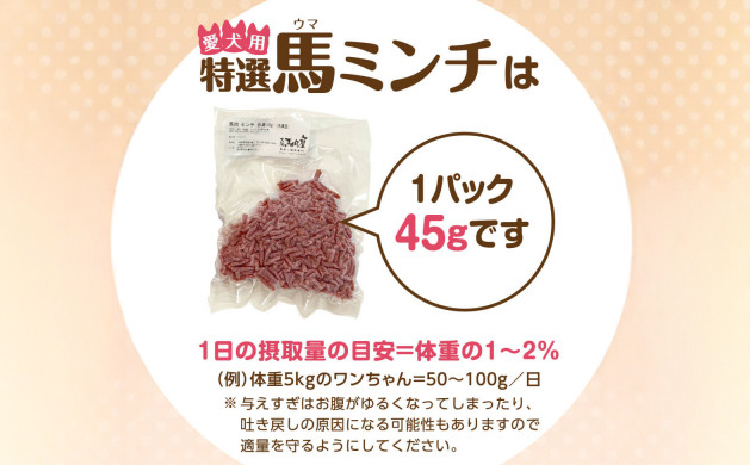 特選馬ミンチ45g 66パックセット ワンちゃん大喜び 馬肉ミンチ 犬用ミンチ 冷凍ミンチ 高タンパク 栄養満点 小分けパック 選べるセット容量 熊本県 宇城市