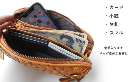 しっとり柔らかな高級天然馬革お財布機能ミニショルダーポシェット（カードホルダー＆小銭収納付き）国産 静岡県 牧之原市 REVOLLA