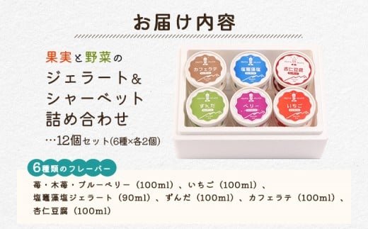 果実と野菜のジェラート&シャーベット詰め合わせ 12個セット(6種×各2個)