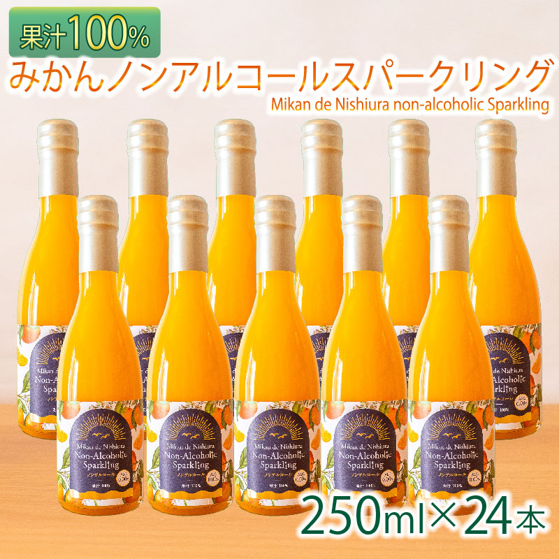 果汁 100％ みかん スパークリング ドリンク 250ml × 24本 ジュース 炭酸 飲料 西浦 オレンジ 飲み物 2025年2月より順次発送 静岡 沼津