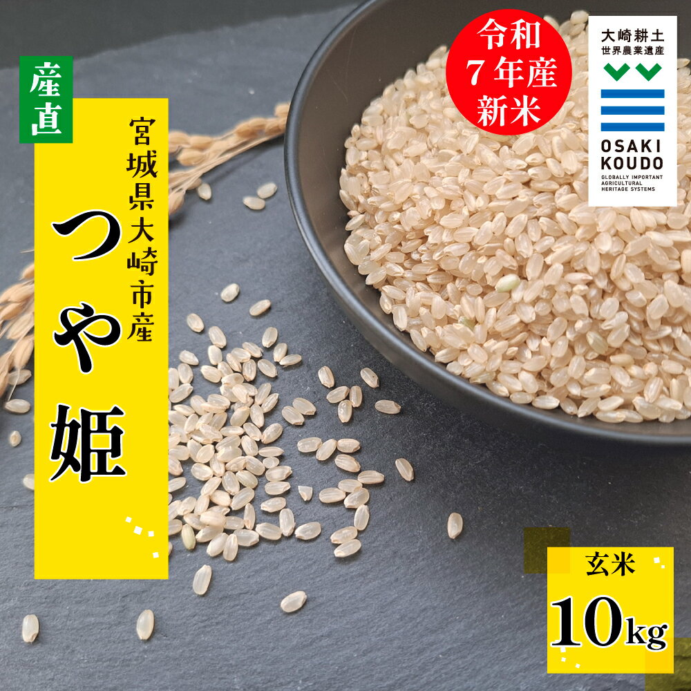 【ふるさと納税】【令和7年産】宮城県大崎市古川産つや姫〈玄米〉10kg｜艶やかで甘み豊かな食味