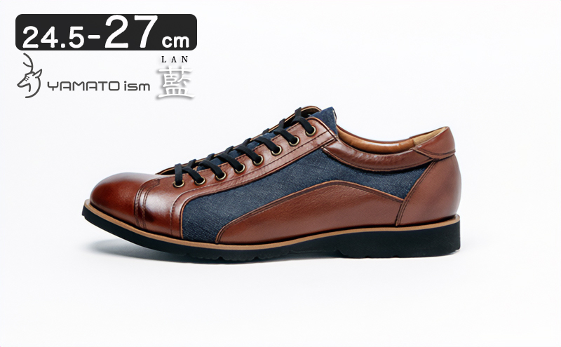 倭イズム ( ヤマトイズム ) 牛革 デニム シューズ 紳士靴 YA3310 （ ワイン ） 23.5cm