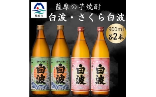 さつま白波&さくら白波900ml　各2本セット　A6-154【1643818】