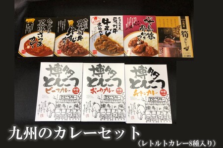 九州のカレーセット(レトルトカレー8食入り) 惣菜 カレー カレーライス ビーフカレー ポークカレー チキンカレー 牛すじ レトルト レトルトカレー セット 詰め合わせ【B-177】