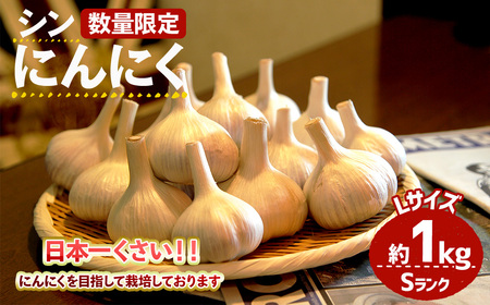 ＜7月上旬～9月中旬発送予定＞＜数量限定＞シン・にんにく(Sランク・Lサイズ約1kg) 国産 大阪 箕面 シンニンニク 乾燥ニンニク ガーリック 常温 野菜 香味野菜 料理 新登場 【m102-02】【トラキチ】