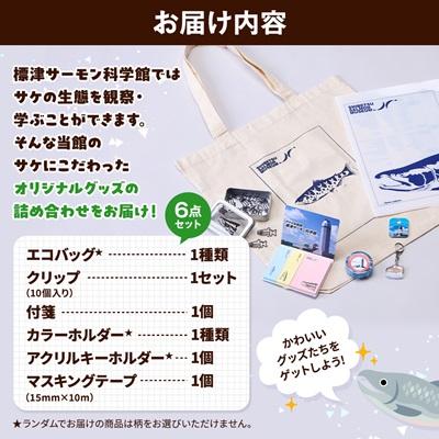 ふるさと納税 標津町 標津サーモン科学館グッズセットB　エコバッグ クリップ テープ 付箋 ファイル キーホルダー |  | 03