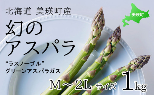 【令和9年産先行予約】幻のアスパラ M～2Lサイズ 1kg ラスノーブル 令和9年産 北海道 美瑛町 本山農場 グリーンアスパラ | グリーン アスパラガス アスパラ あすぱら あすぱらがす 採れたて ギフト 贈答 新鮮 旬 産地直送 野菜 [014-112]