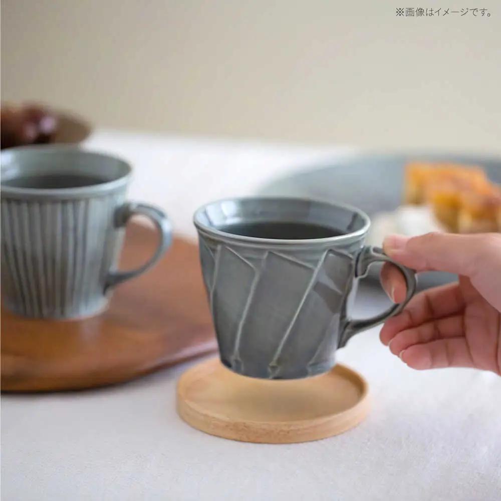 【波佐見焼】彫刻紋 藍墨 マグ〈斜め彫・草林彫〉2点セット【西海陶器】[OA520]