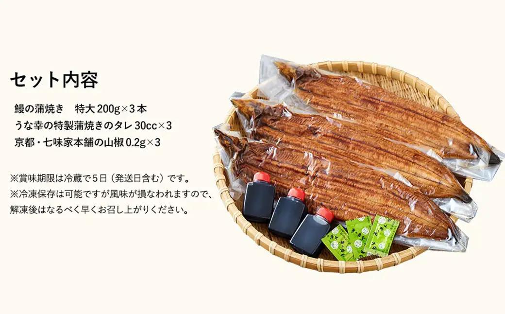 うな幸 国産うなぎ ふわとろ蒲焼き 大型3尾 特製タレ・山椒付き