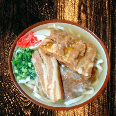ふるさと納税 与那原町 ボリューム満点のミックスそば大盛り2食セット(太麺・本ソーキ&軟骨ソーキ&三枚肉付き)沖縄そば |  | 01
