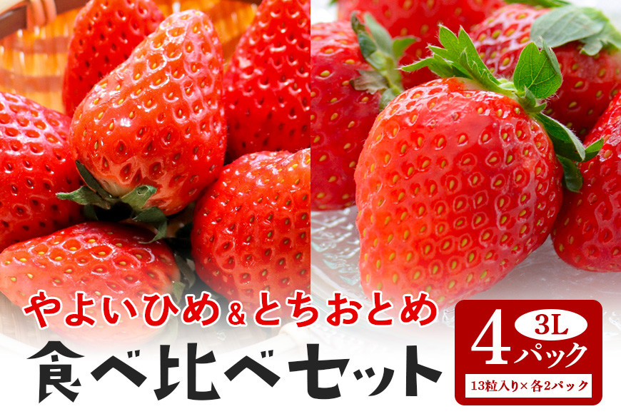 
【数量限定・先行予約】 やよいひめ・とちおとめ食べ比べセット 3L（13粒入り）×各2パック 1kg以上 いちご イチゴ 苺 フルーツ 果物 くだもの ＜2025年1～3月発送予定＞ （茨城県共通返礼品 石岡市） 71-G
