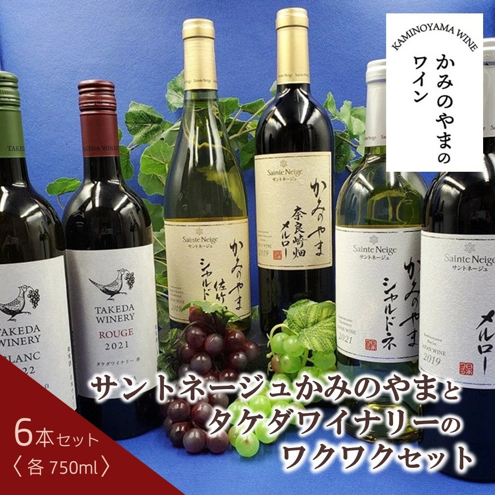 
                  【２０２６年６月～発送】サントネージュかみのやまとタケダワイナリーのワクワクセット（７５０ｍｌ×６本）　0141-2613
                