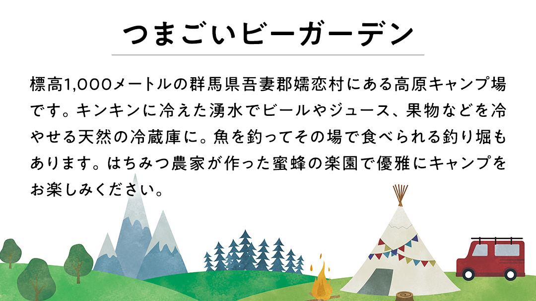 オートキャンプ 利用券 宿泊プラン ( 2名 ※ 小学生以下 無料 ) つまごいビーガーデン フリーサイト 宿泊 チケット キャンプ 旅行 [AC007tu]