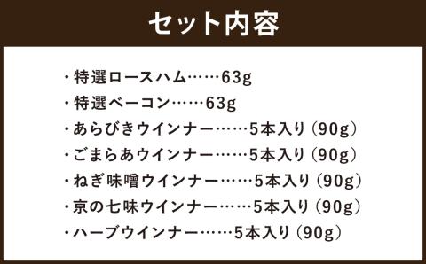 【京都特産ぽ－く】《ギフトセット》7種詰め合わせ　ハム・ベーコン・ウインナ－