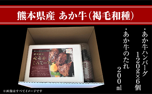 あか牛 100％ ハンバーグ 120g×6個 あか牛のたれ200ml セット 【 ハンバーグ あか牛 牛肉 国産牛 和牛 旨味 熊本県 多良木町　タレ付 】046-0455