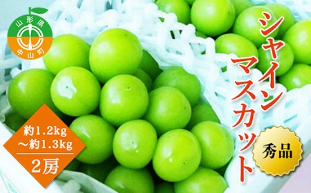 【2024年先行予約】山形県中山町産シャインマスカット 秀品 約1.2kg～約1.3kg(2房) 期間限定 数量限定 F4A-0103