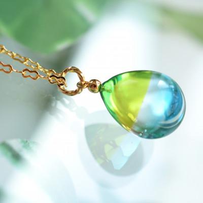 ふるさと納税 長沼町 【Soukore】ガラスアクセサリー・菜の花と空・ネックレス