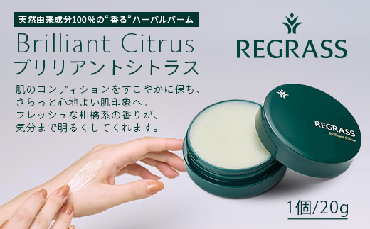 【訳あり】天然由来成分100％の“香る”ハーバルバーム 20g 1個 ブリリアントシトラス BS-709 ｜鹿児島県 南大隅町 バーム ハンドケア ヘアケア リップ ハンドメイド 訳あり 株式会社ベー