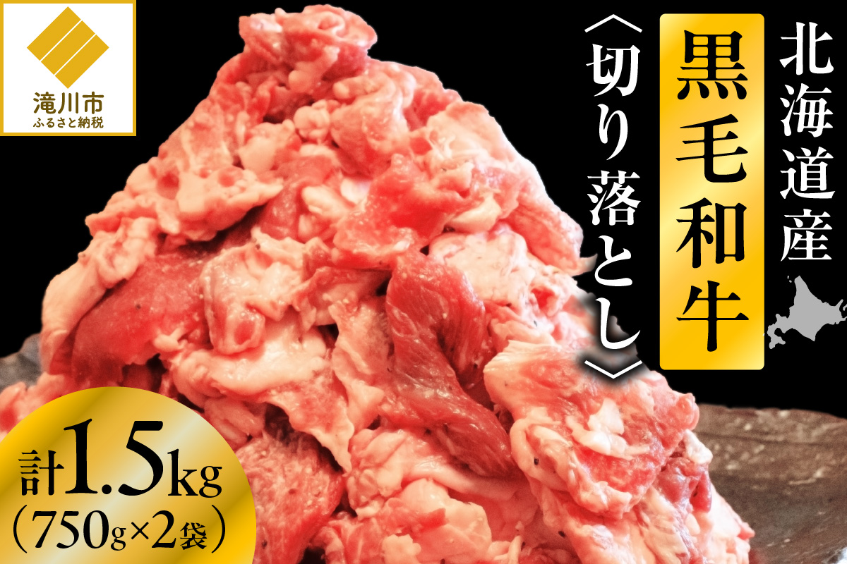 【訳あり】北海道産 黒毛和牛すじ切り落とし　750g×2袋｜北海道　国産　黒毛和牛　切り落とし　国産牛　お肉　牛肉　切落し　冷凍　小分け　パック　お取り寄せ　贅沢　おすすめ　送料無料　滝川市