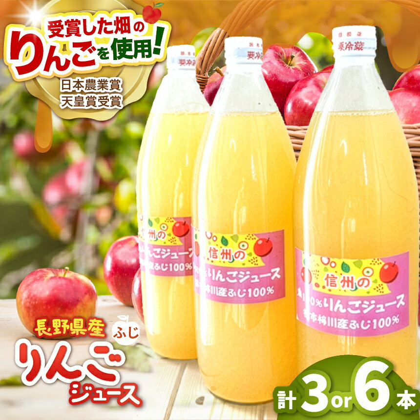 【ふるさと納税】【選べる内容量】長野県松本市梓川産　100％りんごジュース（ふじ）3本セット or 6本セット │ 信州 りんごジュース りんご フルーツジュース ふじ フルーツ 果物 長野県 松本市 ふるさと納税
