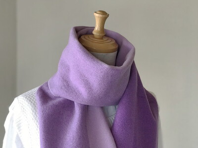 日本製 カシミヤ100% バイカラーマフラー パープル RF612