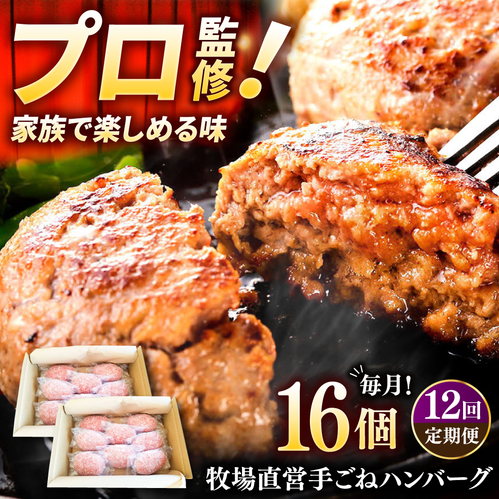 【12回定期便】牧場直営店の手作りハンバーグ（140g×16個）【川�ｱ畜産】 [IAX062]