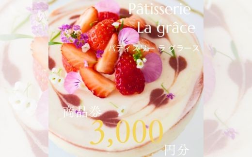 
            パティスリー ラ グラース　商品券 3000円分 / スイーツ ケーキ 焼き菓子 コーヒー 紅茶 ギフト チケット 千葉県 特産品
          