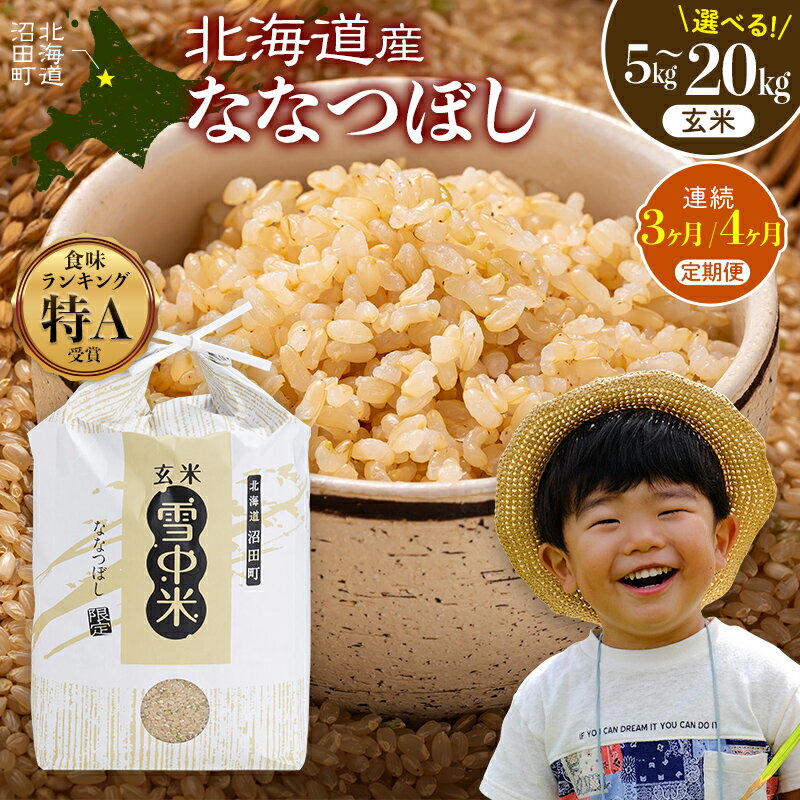 【ふるさと納税】【選べる容量・定期便】 《2026年5月発送開始》 ななつぼし 玄米 5kg 10kg 20kg 3ヶ月 4ヶ月 定期便 雪冷気 籾貯蔵 北海道 北海道米 ブランド米 雪中米 特Aランク 米 お米 ご飯 ごはん 3028-01var