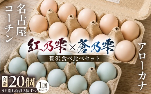 
                  贅沢食べ比べセット（紅乃雫×蒼乃雫／名古屋コーチン×アローカナ） ns150-002 【卵 平飼い 食べ比べ セット 卵料理】
                