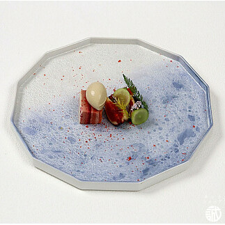 有田焼 泡化粧12角プレート/雲母銀青（深海三龍堂） プレート plate 盛皿 大皿 食器 おしゃれ シンプル A30-428_イメージ3