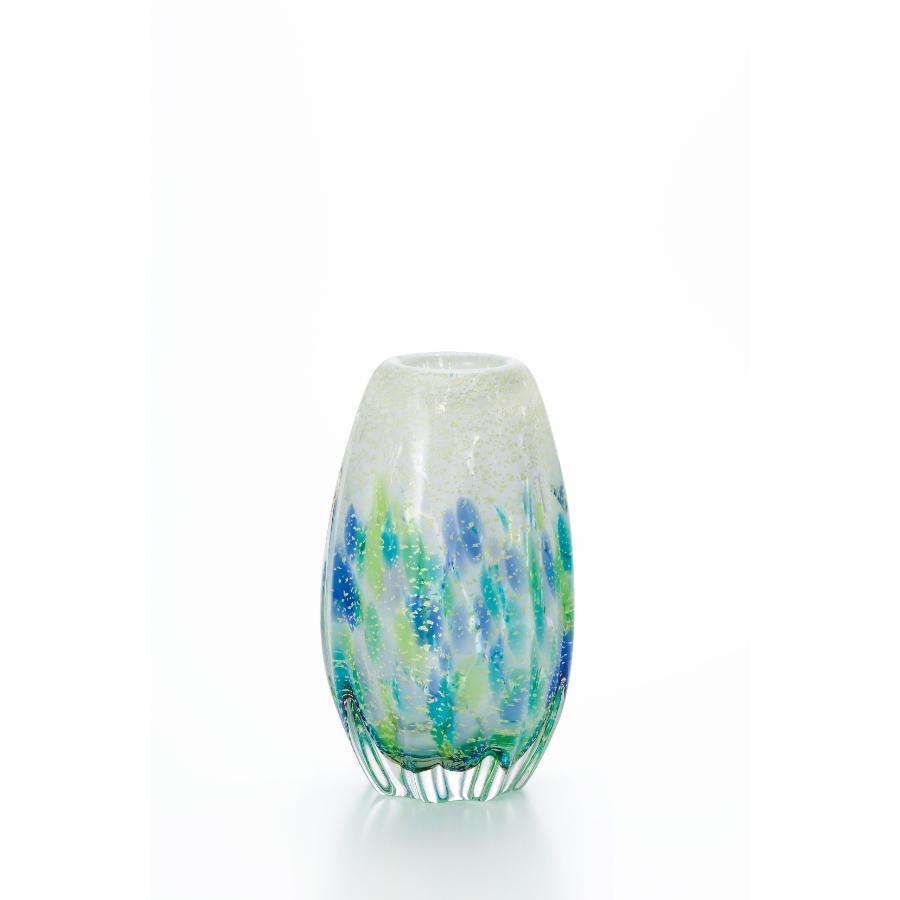 ＜津軽びいどろ＞龍飛岬 紫陽花 長丸花器