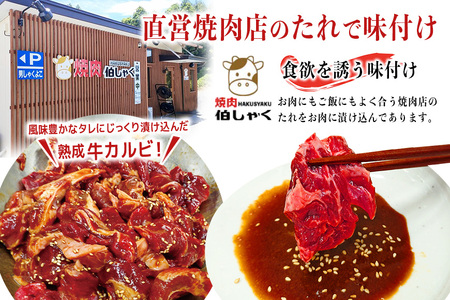 熟成牛カルビ 1kg (250g×4パック) たれ 味付 小分け 冷凍 焼肉 焼き肉 牛 牛肉 ビーフ カルビ BBQ 【そうざい男しゃく（株式会社池延）】【ho1471】
