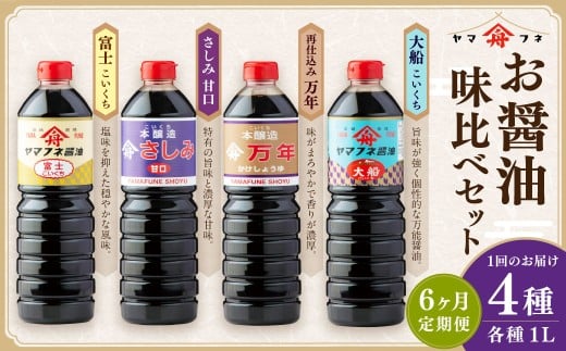【6ヶ月定期便】 お醤油4種味比べセット ／ 調味料 醤油 しょうゆ おしょうゆ 濃口 こいくち 甘口 あまくち 料理 大分県 九重町