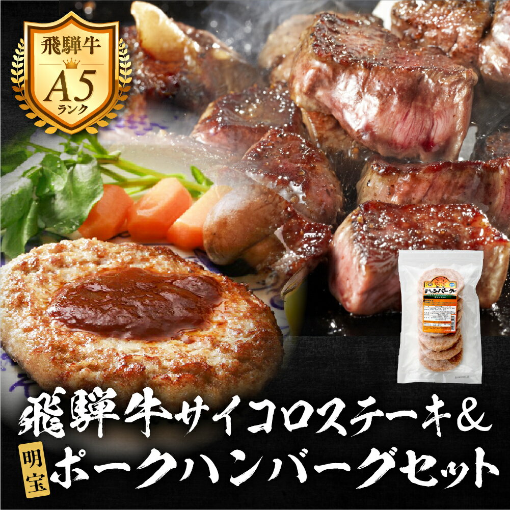 【ふるさと納税】郡上産飛騨牛セットB-2［A5等級］ロースサイコロステーキ260gと明宝ポークハンバーグ8枚 / 食品 精肉 肉加工品 牛肉 その他 20000円