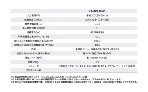 ケーズデンキオリジナルモデル 3合マイコン炊飯器 KS-RC24M05-WH【家電 高伝熱 早炊きモード 予約機能 新生活】(NE-2)