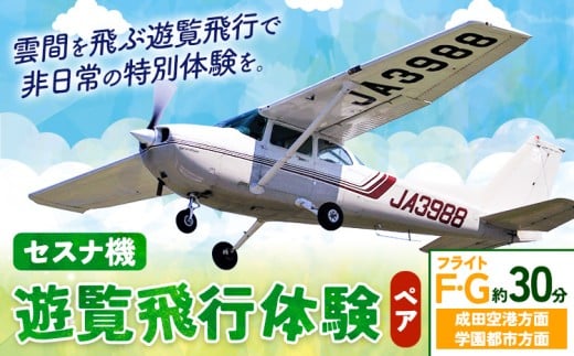 セスナ機遊覧飛行体験 ペア フライトF・G（約30分コース） 新中央航空株式会社《30日以内に出荷予定(土日祝除く)》茨城県 河内町 セスナ 飛行体験