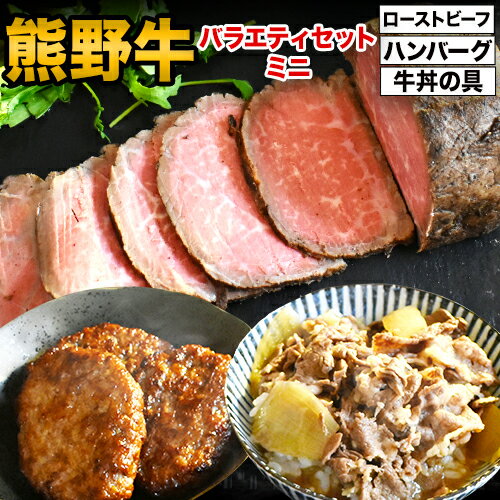 【ふるさと納税】【9月30日受付終了】　熊野牛 加工品バラエティセットミニ(粉山椒付) 澤株式会社(Meat Factory)《30日以内に出荷予定(土日祝除く)》 和歌山県 日高町 熊野牛 牛 うし 牛肉 加工品 ローストビーフ ハンバーグ 牛丼 山椒 送料無料