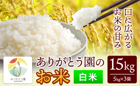 令和7年産 白米 ありがとう園のお米 15kg《30日以内に出荷予定(土日祝除く)》