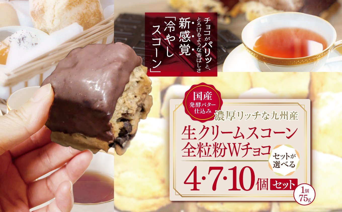 
            国産発酵バター香る濃厚リッチな九州産生クリームスコーン 全粒粉Wチョコ 選べる 4個 ～ 10個 セット | お菓子 菓子 おかし 洋菓子 焼き菓子 イギリス菓子 スコーン チョコ 生クリーム 生クリームスコーン 全粒粉 全粒粉チョコ 手作り おやつ デザート スイーツ ティータイム カフェスイーツ 大分県 中津市
          