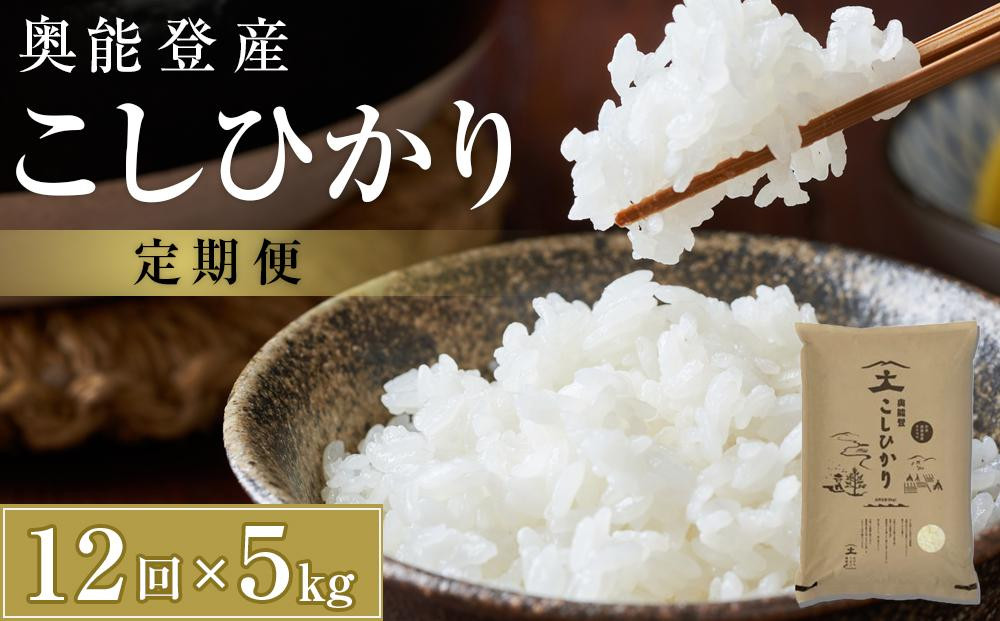 
【復興支援】【定期便】奥能登産こしひかり5kgを1年間 毎月お届け
