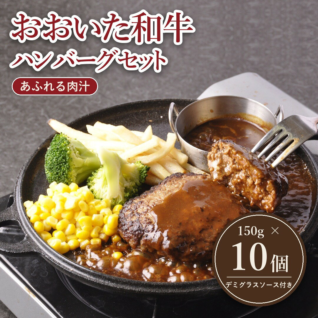 【ふるさと納税】おおいた和牛 ハンバーグセット 合計 1.5kg （150g×10個） デミグラスソース付き | 個包装 ハンバーグ はんばーぐ 牛肉 焼くだけ 牛肉100% 国産 国産牛 牛肉 九州 大分県 津久見市