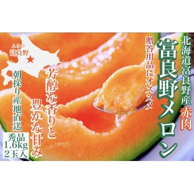 
                  ＜2026年発送　先行受付＞＜のし付き＞富良野メロン(赤肉)夏ギフト秀品1.6kg/2玉入【1405396】
                