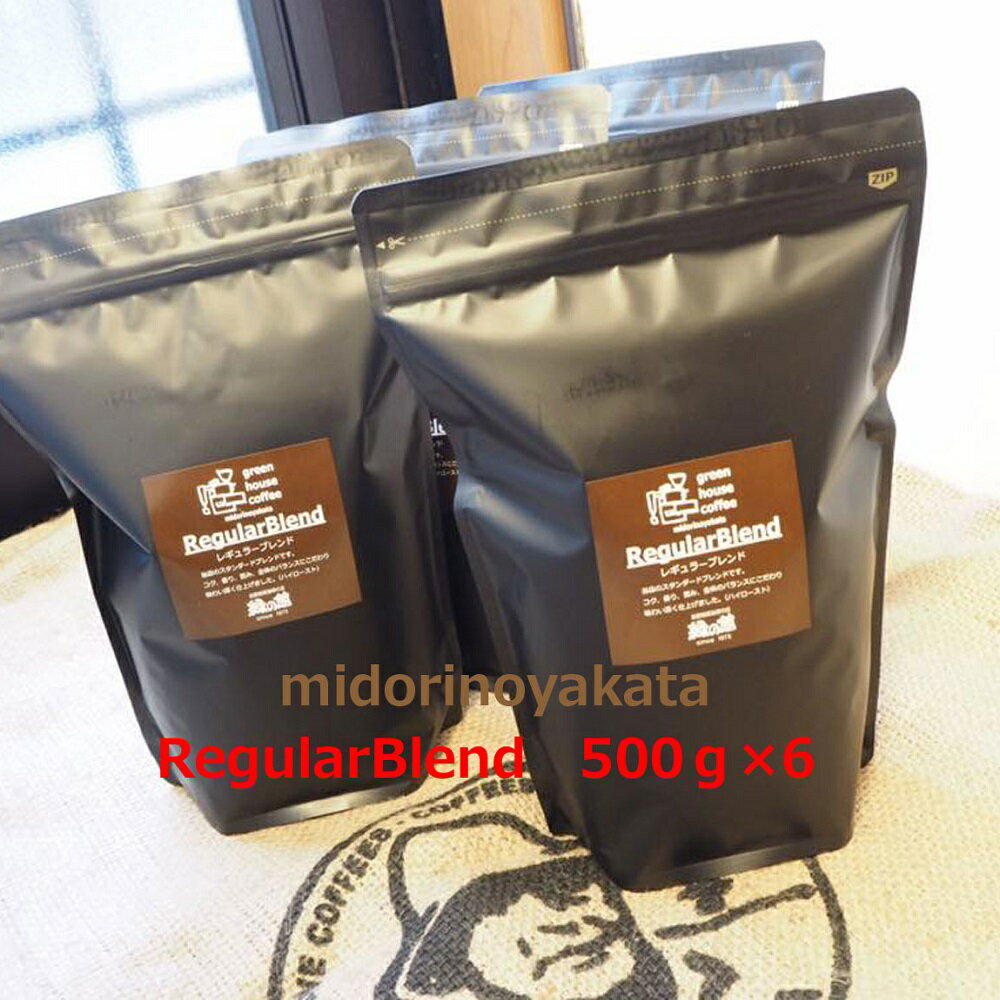 【ふるさと納税】緑の館／45年の伝統レギュラーブレンド豆 500g×6（計3kg）　珈琲 コーヒー ギフト 贈り物 自家焙煎　緑の館 大容量 57000円 岐阜県 下呂市