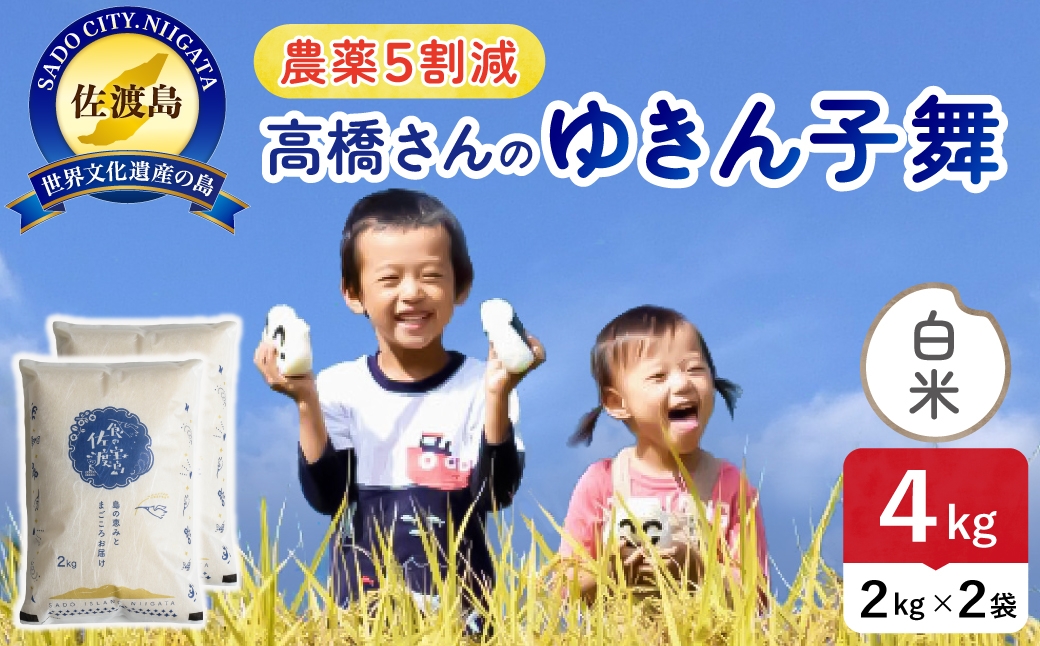 
                  令和8年産 佐渡島産ゆきん子舞 白米4kg 農薬5割減 | 新潟県産ゆきん子舞 新潟産ゆきん子舞 佐渡産ゆきん子舞 ゆきん子舞 農薬5割減 お米 米 白米 精米 おこめ コメ 4キロ にいがた さど 新潟県 佐渡市
                